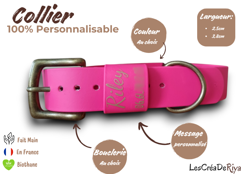 Collier personnalisable en BioThane®. Le Signature.