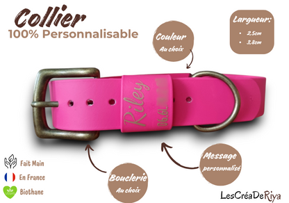 Collier personnalisable en BioThane®. Le Signature.