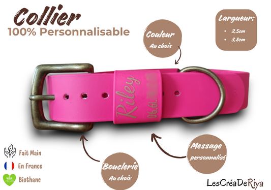 Collier personnalisable en BioThane®. Le Signature.