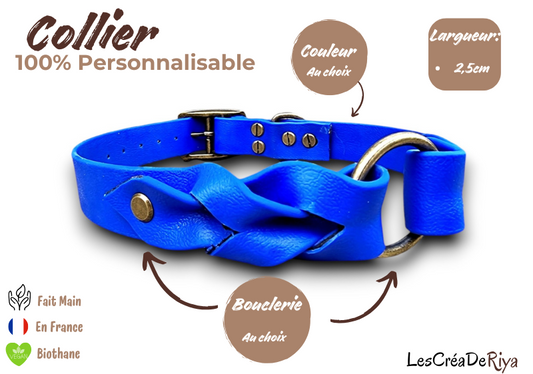 Collier personnalisable en BioThane®. Le tressé.