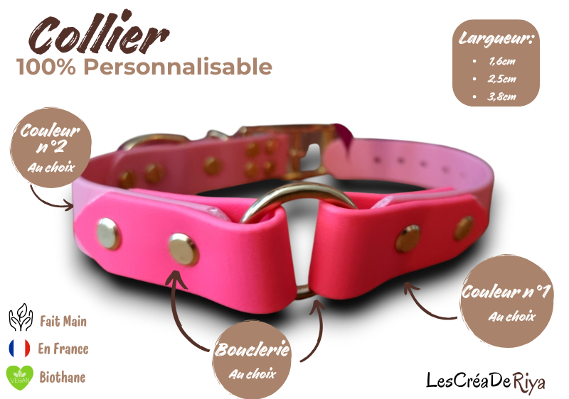 Collier personnalisable en BioThane®. Le Bivibe