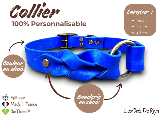 Collier personnalisable en BioThane®. Le tressé.