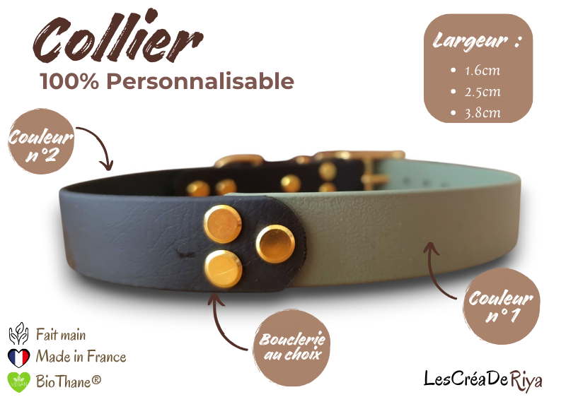 Collier personnalisable en BioThane®. Le Dualys.