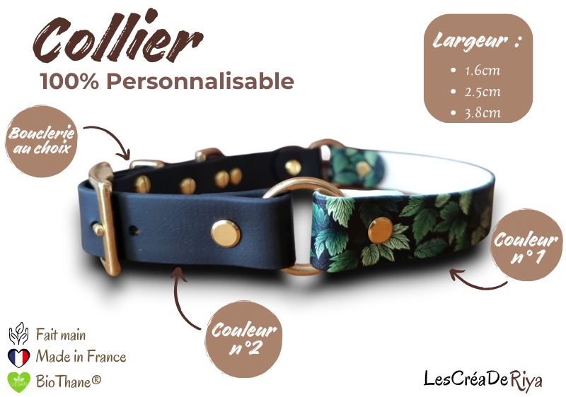 Collier personnalisable en BioThane®. Le Biéclat.